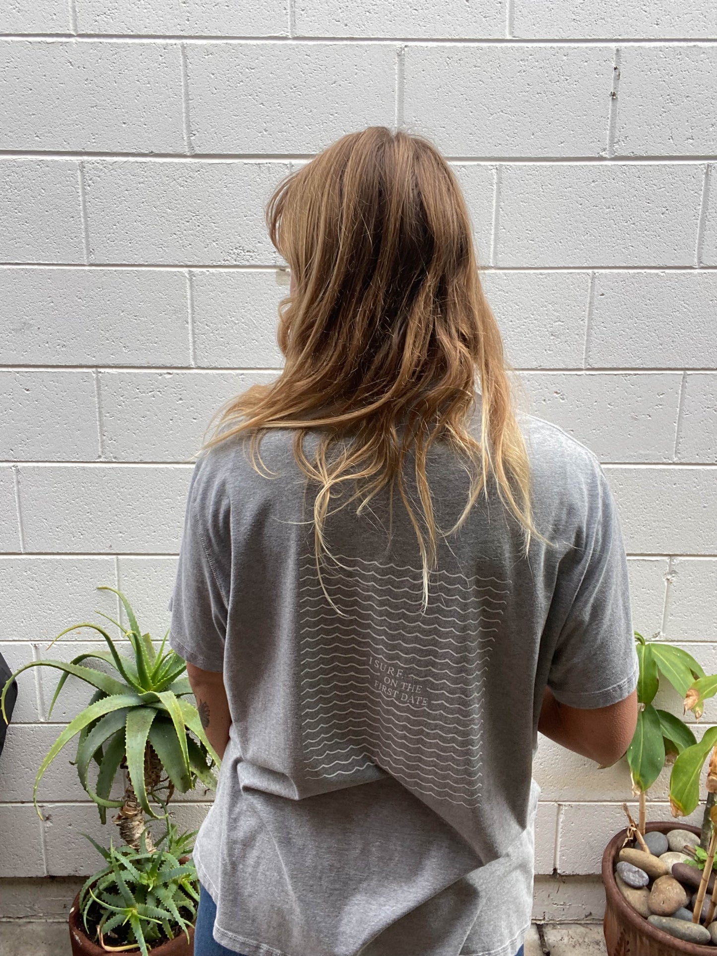 I Surf on the First Date Tee. Mens
