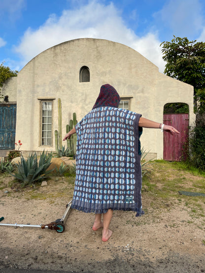 Surf Poncho Navy Dot